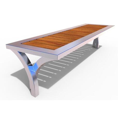 Metalinis suolas (suoliukas) be atlošo, pagamintas iš Iroko medienos 'Premium Collection / STF/07-02-01/MDL'