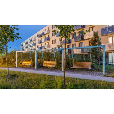 Metalinės lauko supynės su iroko medienos suolu 'Premium Collection / STF/22-31-05/MDL'