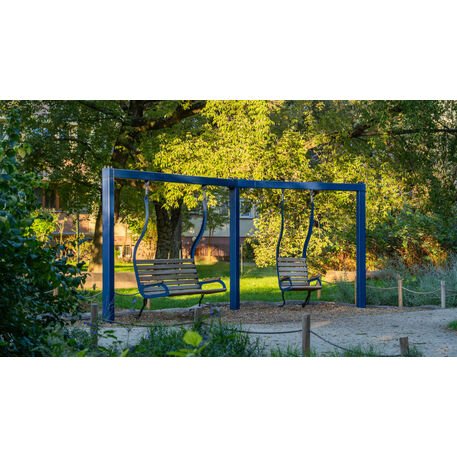 Metalinės lauko supynės su iroko medienos suolu 'Premium Collection / STF/22-31-05/MDL'