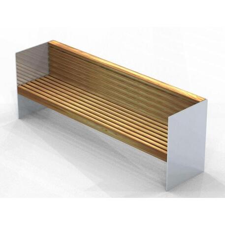Panchina in metallo con schienale, realizzata in legno di Iroko 'Premium Collection / STF/13-04-47/MDL'
