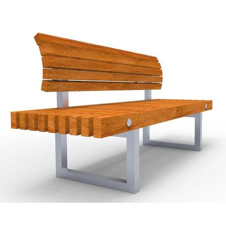 Металлическая скамейка со спинкой, изготовленная из древесины Ироко 'Premium Collection / STF/13-04-16/MDL'