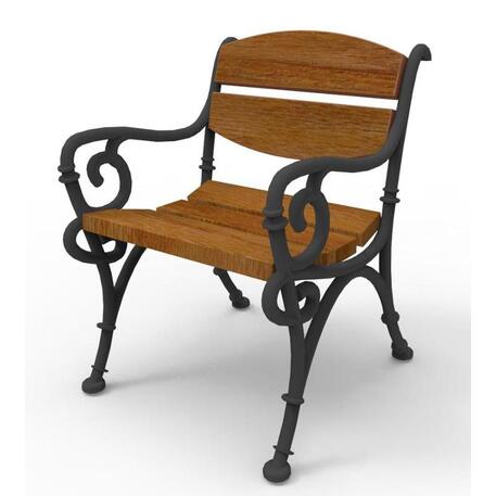 Klasikinio stiliaus metalinis suoliukas su atlošu, su Iroko medienos sėdyne ir atlošu 'Premium Collection / STF/09-12-01/MDL'