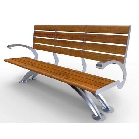 Metalinis suoliukas su atlošu, pagamintas iš Iroko medienos 'Premium / STF/07-04-03/MDL'