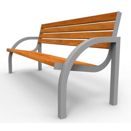 Metalinis suoliukas su atlošu, pagamintas iš Iroko medienos 'Premium / STF/06-04-01/MDL'