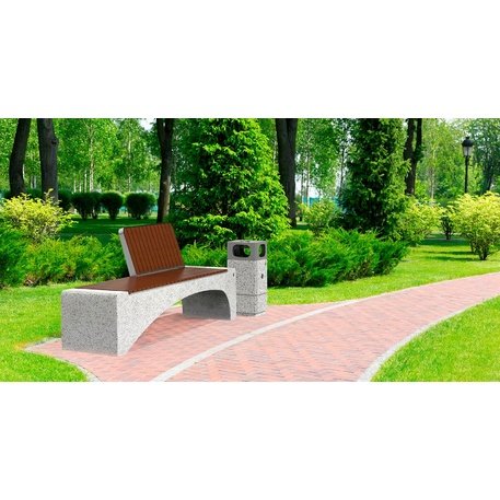 HPC Terrazzo betoninis suolas su atlošu ir medine sėdimąja dalimi BS-247 | Urban Premium Collection