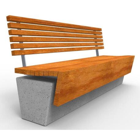 Betoninis suolas su atlošu ir Iroko medienos sėdima dalimi 'Premium Collection / STF/13-04-97/MDL'