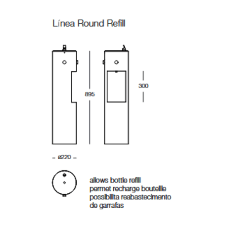 Geriamojo vandens kolonėlė su butelių pildymo funkcija 'Linea Round Refil'