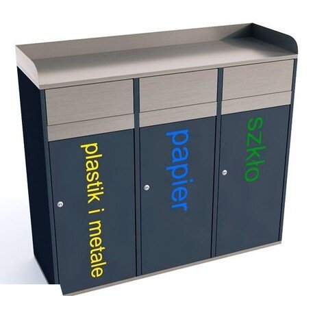 Metal litter bin for sorting 'Gastro_Etna III 3x120L'