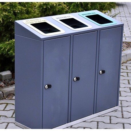 Metal litter bin for sorting 'Etna III 3x40L'