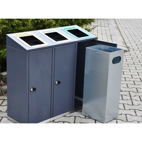 Metal litter bin for sorting 'Etna III 3x40L'