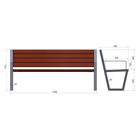 Metallbank mit Rückenlehne 'BDS_MBG/41-190cm'