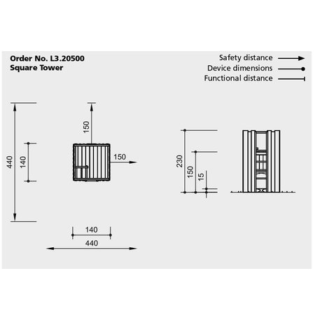 Children's playground element 'L3.20500 _Square Tower, larch with ladder and steel feet'