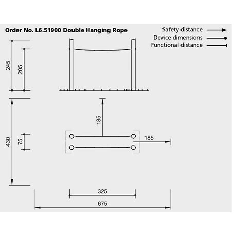 Children's playground element 'L3.68500_Double Hanging Rope'