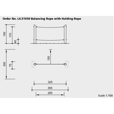 Vaikų žaidimo aikštelės elementas, balansinė laipiojimo virvė 'L3.68500_Double Hanging Rope' 