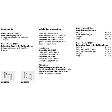 Laste mänguväljaku element 'L3.68500_Double Hanging Rope'