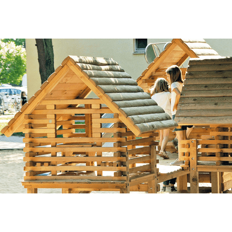 Children's playground element 'L4.10900 _House Group C made of larch'