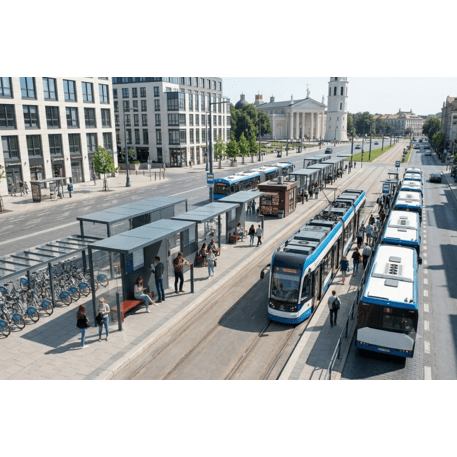 Autobusų stotelės stoginė, paviljonas 3 modulių 'Premium / Io_604-PE-3-COMP1'