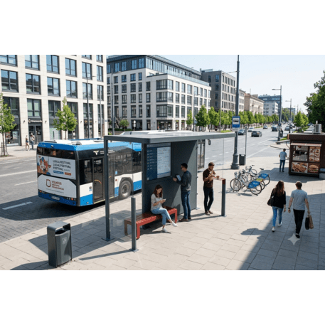 Autobusų stotelės stoginė, paviljonas 3 modulių 'Premium / Io_604-PE-3-COMP1'