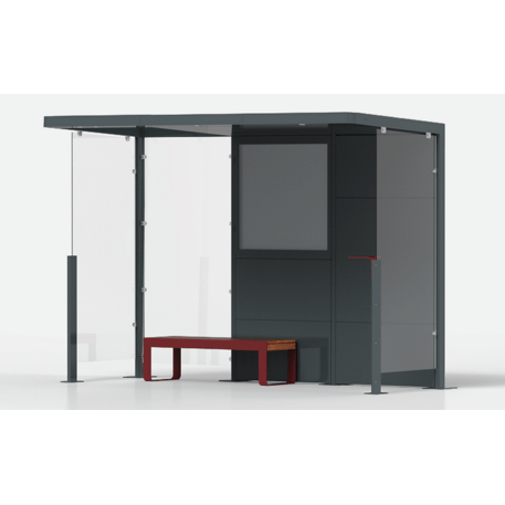 Autobusų stotelės stoginė, paviljonas 3 modulių 'Premium / Io_604-PE-3-COMP1'