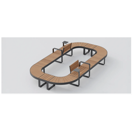 Metalinis suolas (suoliukas) be atlošo, pagamintas iš Okumè medienos 'Io_604-PE-O-PC'