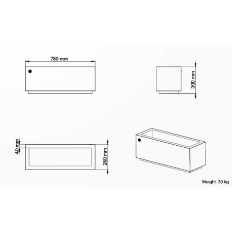 Metalinis lauko vazonas, gėlinė 'Premium / 78x28xH/30cm / BS-400'