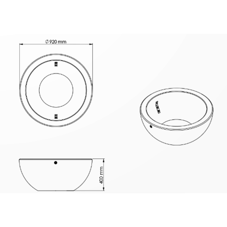 Apvalus betoninis vazonas – gėlinė, padengta smulkia granito skaldele 'Premium / Ø92xH/40cm / BS-276'