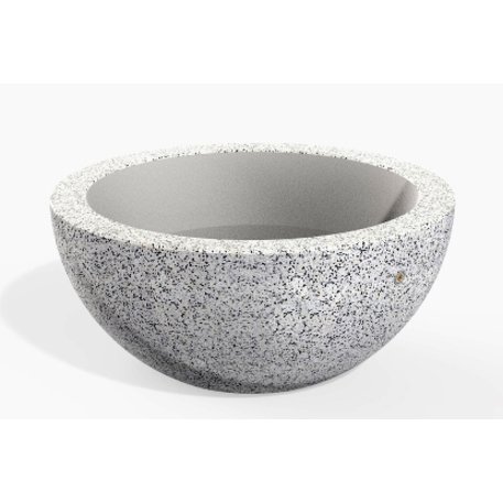 Apvalus betoninis vazonas – gėlinė, padengta smulkia granito skaldele 'Premium / Ø92xH/40cm / BS-276'