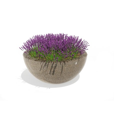 Apvalus betoninis vazonas – gėlinė, padengta smulkia granito skaldele 'Premium / Ø92xH/40cm / BS-276'