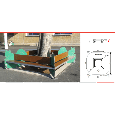 Spalvotas suoliukas vaikų žaidimo aikštelėms 'MO_BA-2006-15'