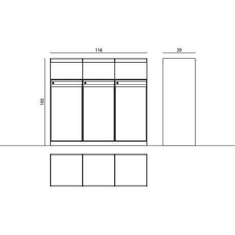 Lauko metalinė šiukšliadėžė rūšiavimui 'FARGE / 003248_3x60L'