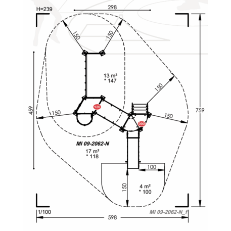 Spielplatzkomplex für Kinder ab 2 Jahren – Kollektion 'MBG-2259_MI 09-2062-N22'