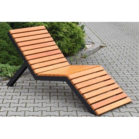 Metalinis gultas, šezlongas su medine gulimaja dalimi 'STF/LM012/MDL'