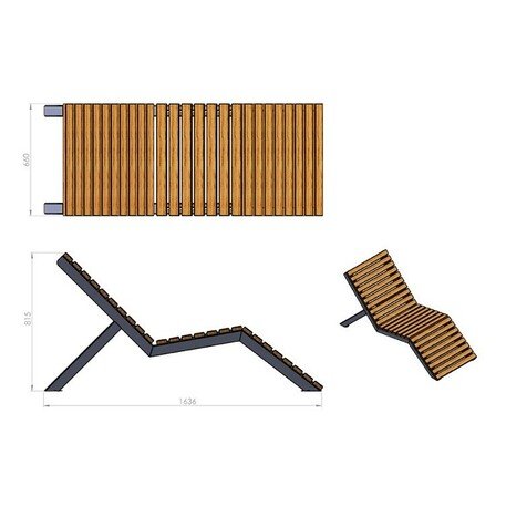 Metalinis gultas, šezlongas su medine gulimaja dalimi 'STF/LM012/MDL'