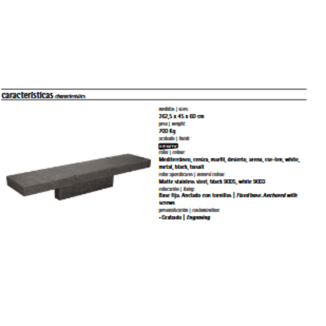 Betoninis modulinis suolas be atlošo 'Premium / Pause Central 262,5cm'