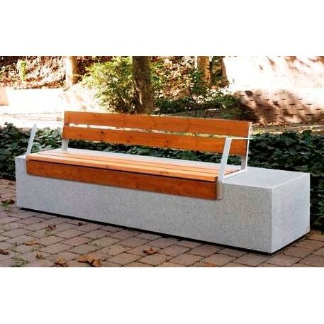 Betoninis suolas su atlošu ir medine sėdima dalimi 'Premium / Basic 60 / MDL_200/240/340cm'