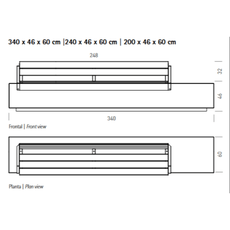 Betoninis suolas su atlošu ir medine sėdima dalimi 'Premium / Basic 60 / MDL_200/240/340cm'