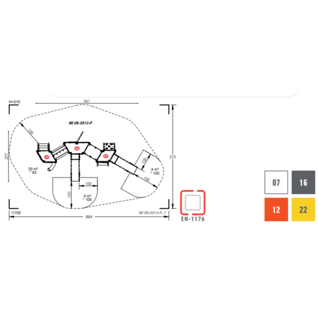 Žaidimų aikštelių kompleksas vaikams nuo 2 metų amžiaus – kolekcija 'MINI / MBG-2323_MI 09-3013-P98'