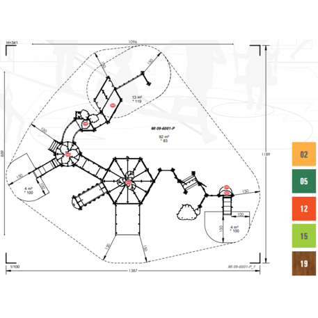 Žaidimų aikštelių kompleksas vaikams nuo 2 metų amžiaus – kolekcija 'MINI / MBG-2343_MI 09-6001-P15'