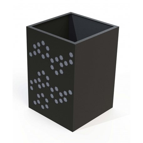 Metalinis lauko vazonas (gėlinė) su dekoratyviniais elementais šonuose 'Planter 18 / 45,5x45,5xH/66cm'