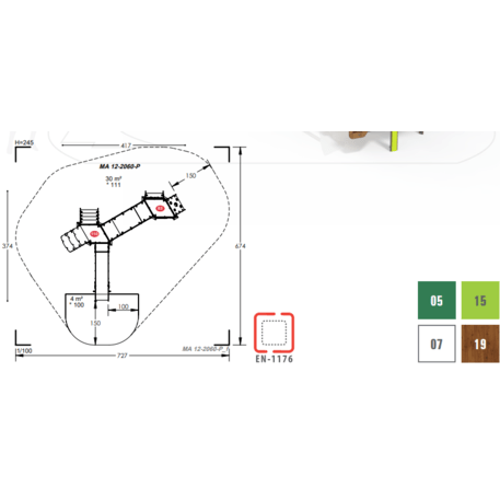 Complesso per parco giochi per bambini dai 2 anni – collezione 'MAXI / MBG-2416_MA 12-2060-P15'
