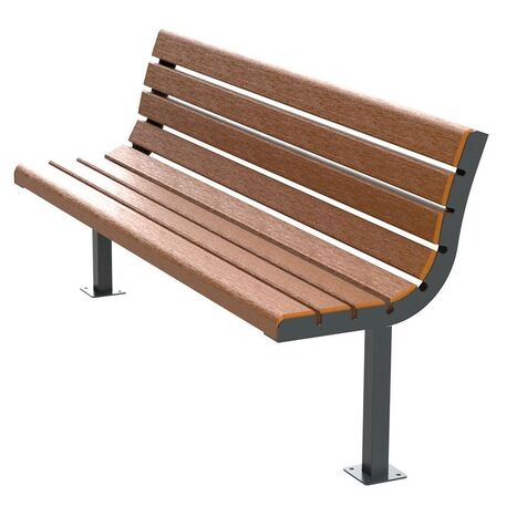 Panchina in metallo con schienale, realizzata in legno di Iroko 'Urbano MRW_1373'