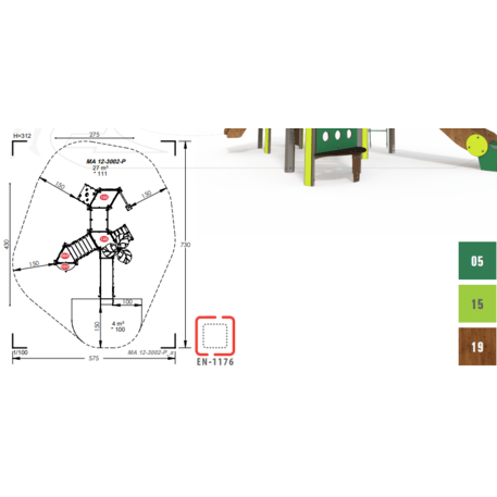 Complesso per parco giochi per bambini dai 2 anni – collezione 'MAXI / MBG-2457_MA 12-3002-P15'