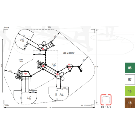 Kompleks placu zabaw dla dzieci od 2. roku życia – kolekcja 'MAXI / MBG-2508_MA 12-5005-P15'
