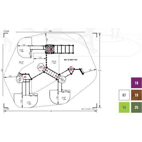 Spielplatzkomplex für Kinder ab 2 Jahren – Kollektion 'MAXI / MBG-2517_MA 12-5007-T03'