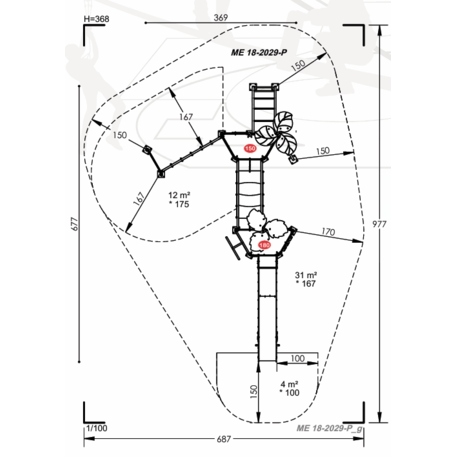 Žaidimų aikštelių kompleksas vaikams nuo 2 iki 12 metų amžiaus – kolekcija 'MEGA / MBG-2551_ME 18-2029-P15'