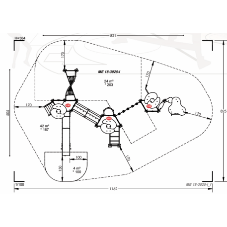 Žaidimų aikštelių kompleksas vaikams nuo 2 iki 12 metų amžiaus – kolekcija 'MEGA / MBG-2580_ME 18-3025-I99'