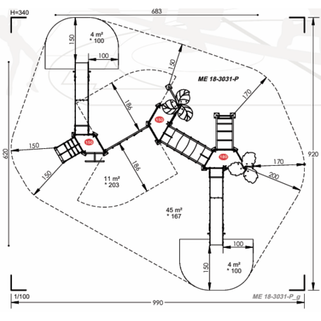 Žaidimų aikštelių kompleksas vaikams nuo 2 iki 12 metų amžiaus – kolekcija 'MEGA / MBG-2588_ME 18-3031-P15'