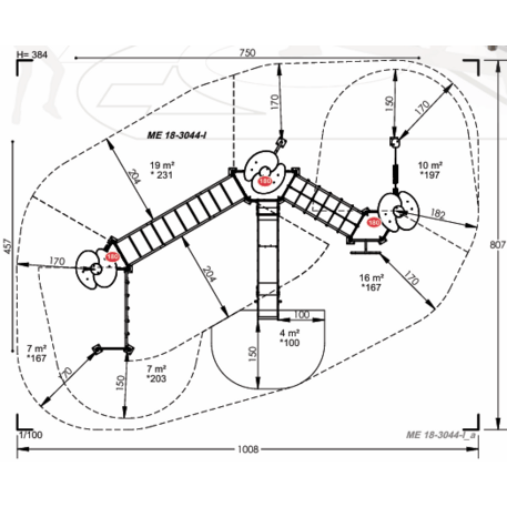 Žaidimų aikštelių kompleksas vaikams nuo 2 iki 12 metų amžiaus – kolekcija 'MEGA / MBG-2603_ME 18-3044-I99'