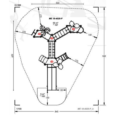 Žaidimų aikštelių kompleksas vaikams nuo 2 iki 12 metų amžiaus – kolekcija 'MEGA / MBG-2611_ME 18-4020-P15'