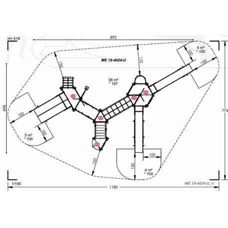 Žaidimų aikštelių kompleksas vaikams nuo 2 iki 12 metų amžiaus – kolekcija 'MEGA / MBG-2617_ME 18-4024-U29'